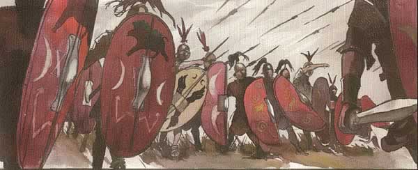guerre des gaulois, boucliers romains